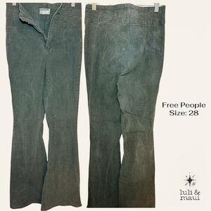 Free People We The Free Corduroy Trousers Flare Pants – Olive/Green – Size 28